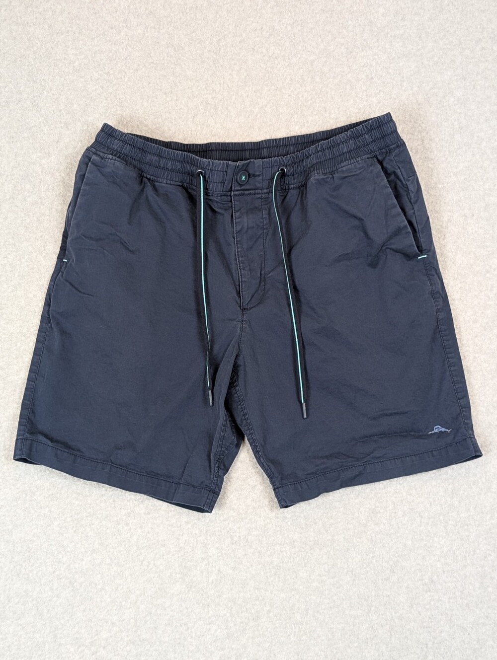 Tommy Bahama Oceanside Poplin Pull-On Shorts Men Large Navy Blue Stretch 8"